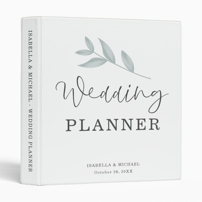 Calligraphy Botanical Wedding Planner 3 Ring Binder (Front/Spine)