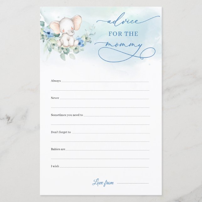 Calligraphy Boy Elephant Advice For The Mommy (Front)