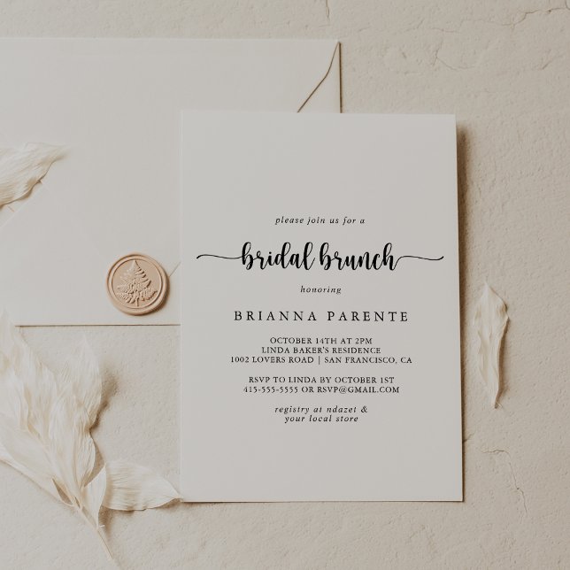 Calligraphy Bridal Brunch Bridal Shower  Invitation (Creator Uploaded)