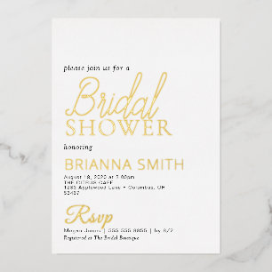Calligraphy Bridal Shower Real Foil Invitation