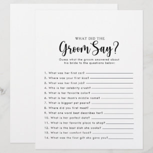 Calligraphy Bridal Shower What did the Groom Say