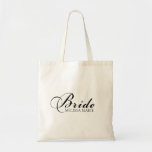 Calligraphy Bride Elegant Wedding Tote Bag<br><div class="desc">Calligraphy Bride Elegant Wedding Tote Bag with Beautiful black typography. Personalize with Bride's name. Visit our store,  Austen & Grace,  to view the full wedding suite,  matching products and more,  and please contact us if you require any assistance: contact@austenandgrace.com</div>