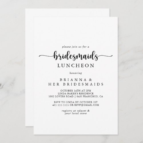 Calligraphy Bridesmaids Luncheon Shower  Invitatio Invitation