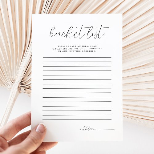 Calligraphy Bucket List Bridal Shower Game Card
