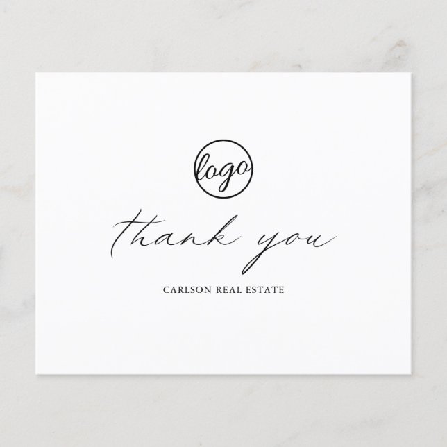 Calligraphy Budget Business Logo Thank You Card (Front)
