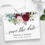 Calligraphy Burgundy Floral Greenery Save The Date Postcard<br><div class="desc">Modern Calligraphy Script,  Elegant Watercolor Burgundy Floral Greenery Engagement Announcement Wedding Save The Date Postcard includes peonies,  eucalyptus leaves and other beautiful greenery.</div>