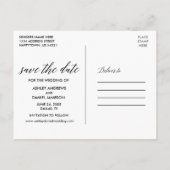 Calligraphy Burgundy Floral Save The Date Postcard (Back)
