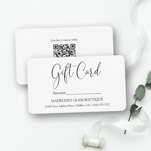 Calligraphy Business QR Code Small Gift Card