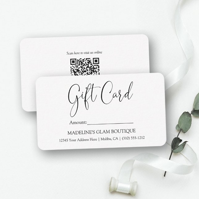 Calligraphy Business QR Code Small Gift Card (Customize to change your personalized text style, size or color. Add your QR Scan code on back.)