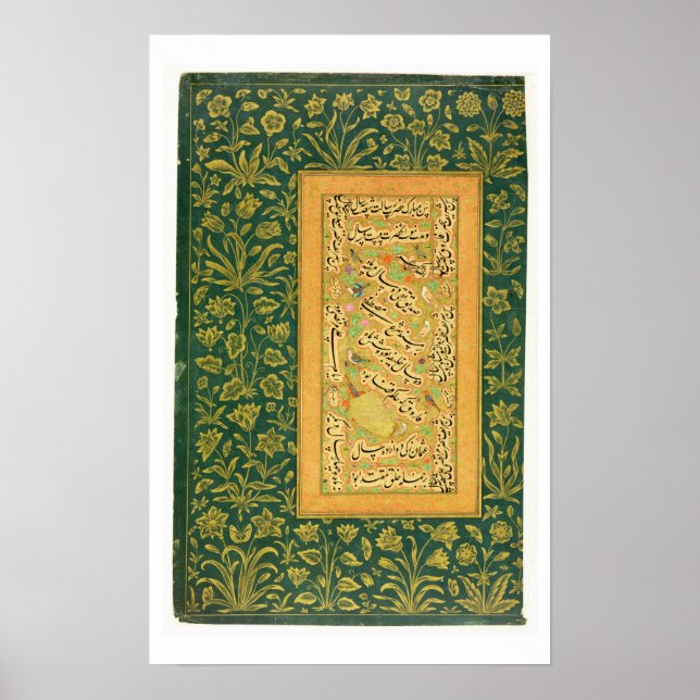 Calligraphy by Mir Ali of Herat, with a Mughal bor Poster (Front)