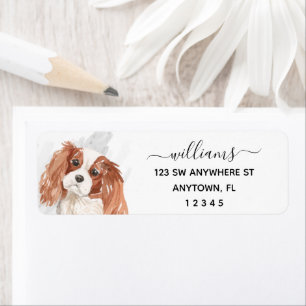 Calligraphy Cavalier King Charles Spaniel Dog Label