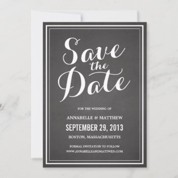 Calligraphy Chalkboard Save The Date Announcement by PeridotPaperie at Zazzle