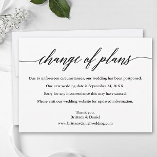 Calligraphy Change of Plans New Wedding Date Card