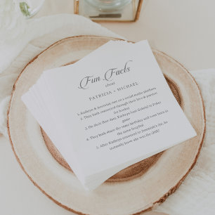 Calligraphy Chic Trivia Fun Facts Wedding  Napkins