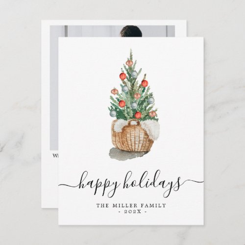 Calligraphy Christmas Pine Tree Holiday Photo card
