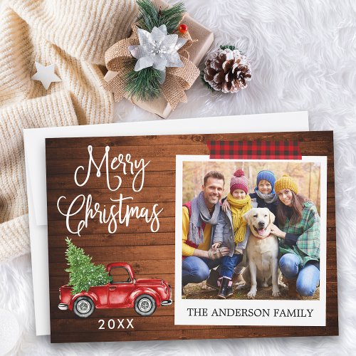 Calligraphy Christmas Truck Wood Plaid Craft Tape Holiday Card