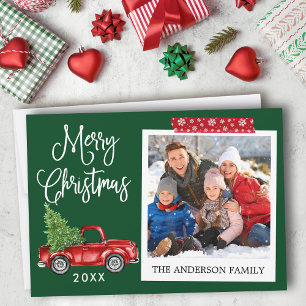 Calligraphy Christmas Vintage Truck Craft Tape Holiday Card