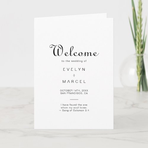 Calligraphy Classic Minimalist Folded Wedding  Program