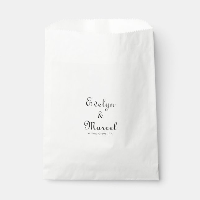 Calligraphy Classic Minimalist Wedding Favor Bag (Front)