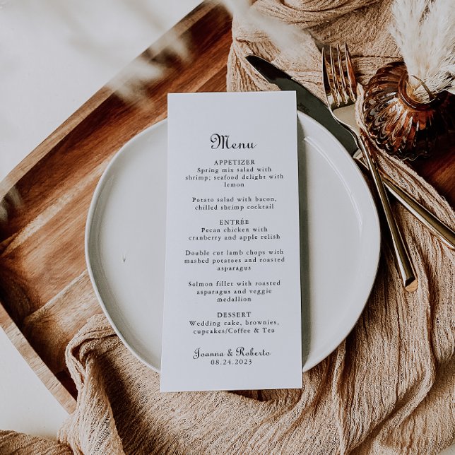 Calligraphy Classic Minimalist Wedding  Menu (Creator Uploaded)