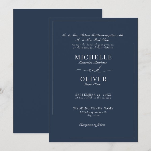 Calligraphy Classic Modern Wedding invitations (Front/Back)
