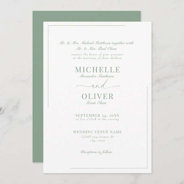 Calligraphy Classic Modern Wedding invitations (Front/Back)