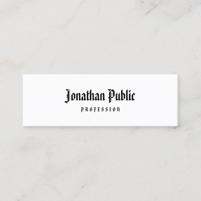 Calligraphy Classic Old American Text Professional Mini Business Card (Front)
