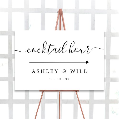 Calligraphy Cocktail Hour Wedding Direction Sign