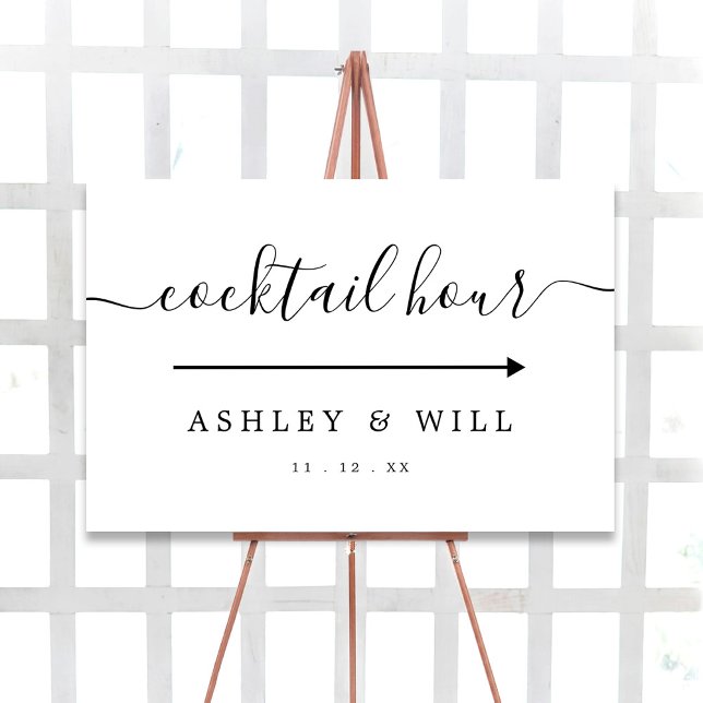 Calligraphy Cocktail Hour Wedding Direction Sign (Creator Uploaded)