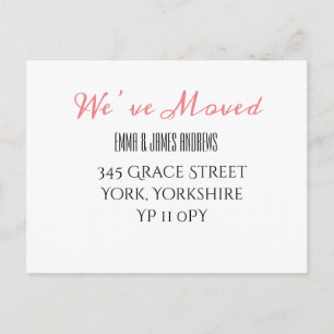 Calligraphy Coral We’ve Moved Announcement Postcard