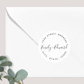 Modern Blush Pink Gold Return Address Classic Round Sticker