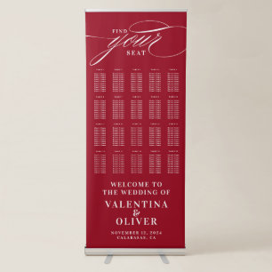 Calligraphy Crimson Red Seating Chart Retractable Banner