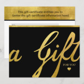 Calligraphy Custom Gold Foil Gift Certificate | Zazzle