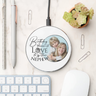 Calligraphy Custom Photo Birthday For Nephew Wireless Charger