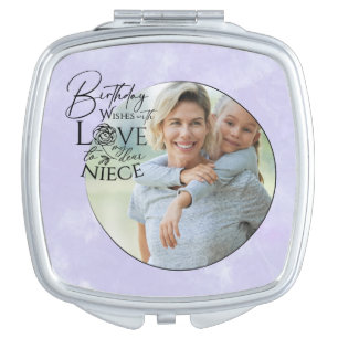 Calligraphy Custom Photo Birthday For Niece Compact Mirror