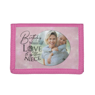 Calligraphy Custom Photo Birthday For Niece Tri-fold Wallet