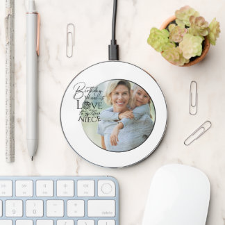 Calligraphy Custom Photo Birthday For  Niece Wireless Charger