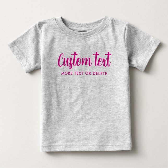 Calligraphy Custom Text Pic Template Heather Grey Baby T-Shirt (Front)