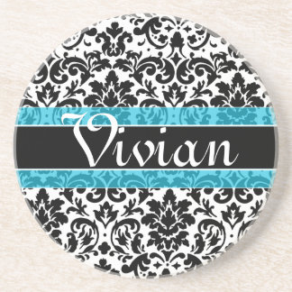 Calligraphy damask pattern drink coaster