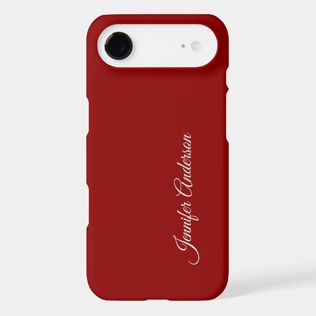 Calligraphy Dark Red Color Personalized Name iPhone Case (Back)