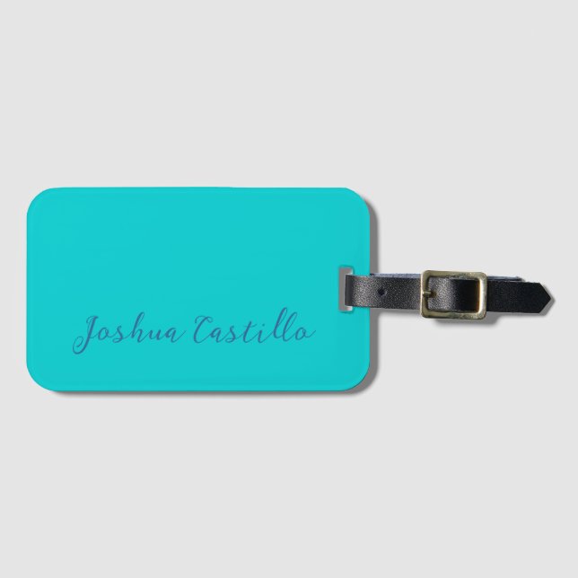 Calligraphy Dark Turquoise Professional Name Luggage Tag (Front Horizontal)