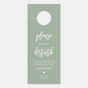 Calligraphy Do Not Disturb Sage Green Wedding Door Hanger