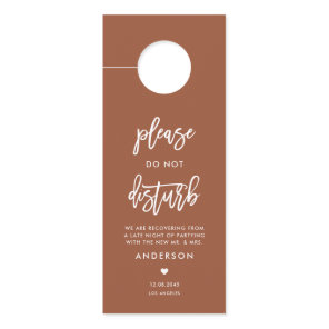 Calligraphy Do Not Disturb Terracotta Wedding Door Hanger