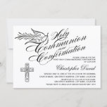 Calligraphy Dove Holy Communion and Confirmation Invitation