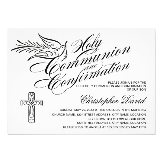 Calligraphy Dove Holy Communion And Confirmation Invitation Zazzle Com