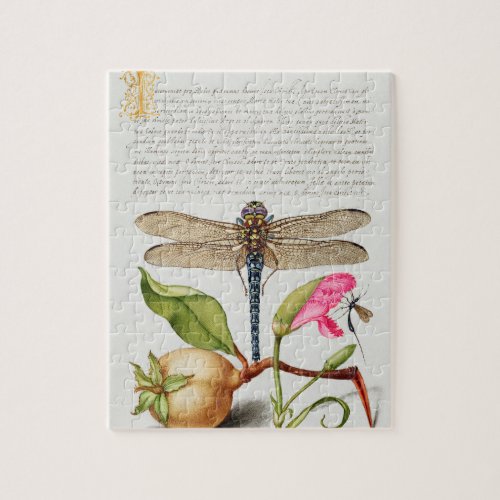 Calligraphy Dragonfly Carnation  Pear    Jigsaw Puzzle