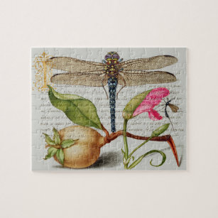 Calligraphy (Dragonfly, Carnation & Pear)   Jigsaw Puzzle