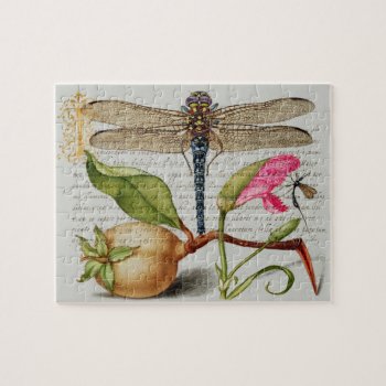 Calligraphy (dragonfly  Carnation & Pear)   Jigsaw Puzzle by colorfulworld at Zazzle