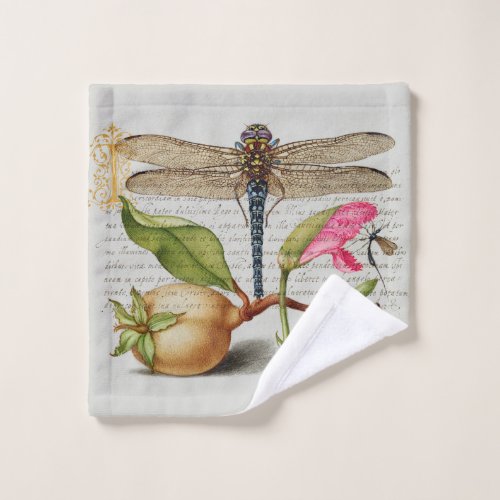 Calligraphy Dragonfly Carnation  Pear  Wash Cloth