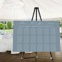 Calligraphy Dusty Blue 18 Table Seating Chart
